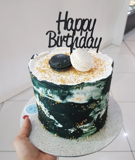 Raw edged watercolour cake
