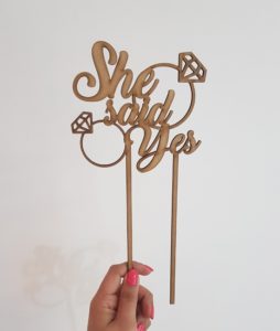 "She said Yes" laser-cut topper