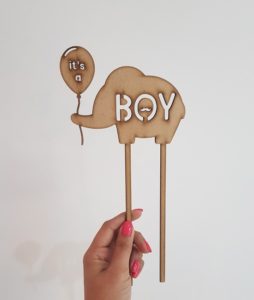 "it's a BOY" laser-cut topper
