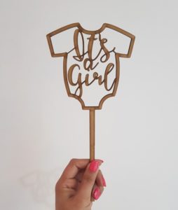 "It's a Girl" laser-cut topper