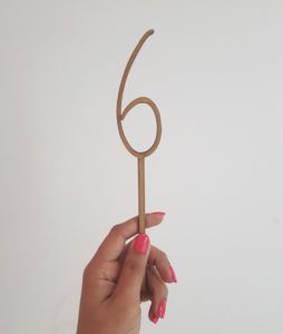 Skinny numeral 6 laser-cut topper