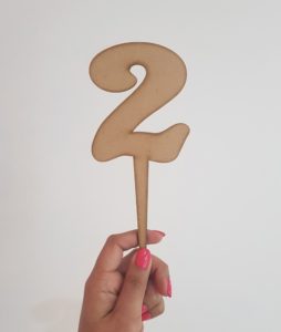 Block numeral 2 laser-cut topper