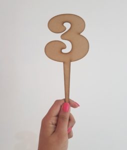 Block numeral 3 laser-cut topper