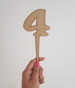 Block numeral 4 laser-cut topper