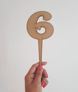 Block numeral 6 laser-cut topper