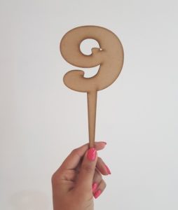 Block numeral 9 laser-cut topper