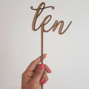 "ten" laser-cut topper