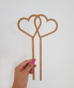 Two hearts laser-cut topper