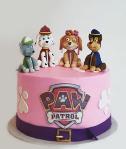 Paw Patrol-inspired cake in pink