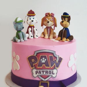 Paw Patrol-inspired cake in pink