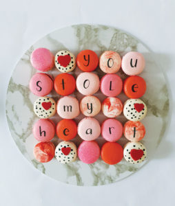 Personalised VDay macaron arrangement