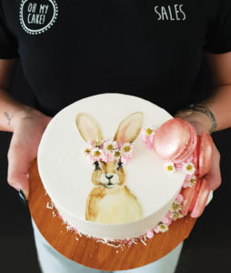 Flower crown bunny cake