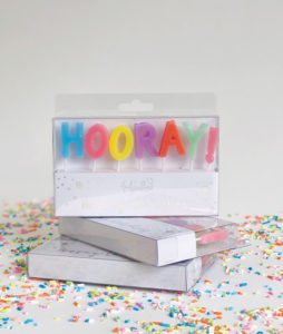 "Hooray" colourful candles