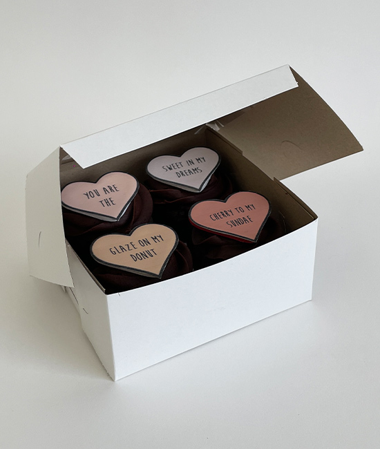 Love hearts gift box of 4 cupcakes