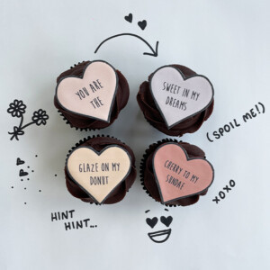 Love hearts gift box of 4 cupcakes