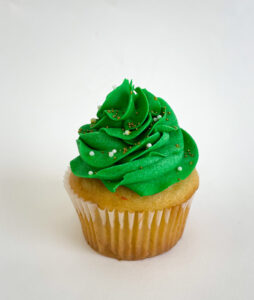 Classic green festive cupcake